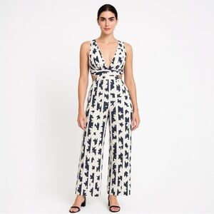 Alexis Lovella Cutout Jumpsuit Blue White Size Medium